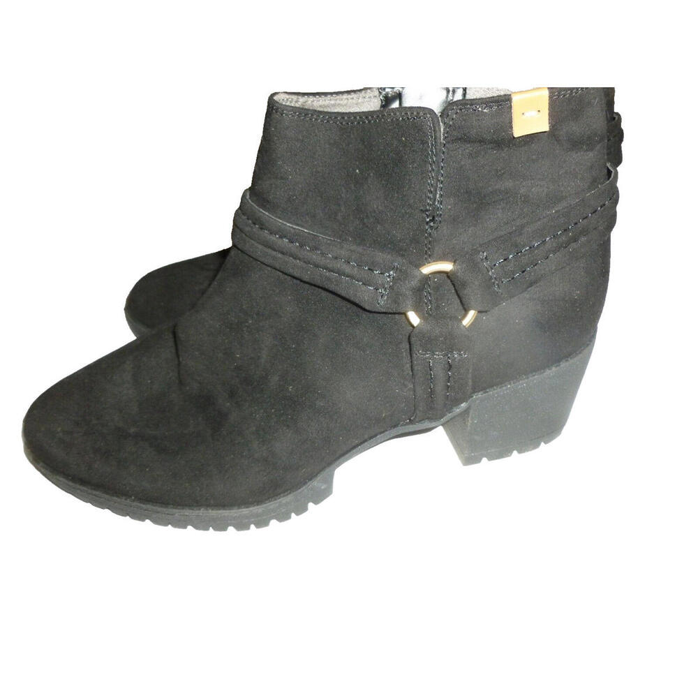 NEW Dr. Scholl's Women Zip Ankle Boots Black Leather Harness sz 40 US‎ 10 M